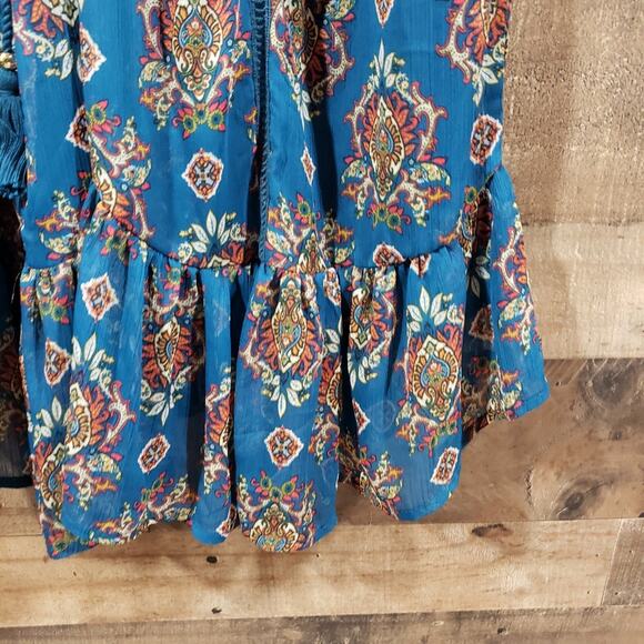 Coco + Jaimeson NWT rough water boho chiffon mini dress woman's size small - Picture 8 of 13